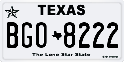 TX license plate BGO8222