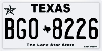 TX license plate BGO8226