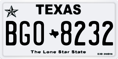 TX license plate BGO8232