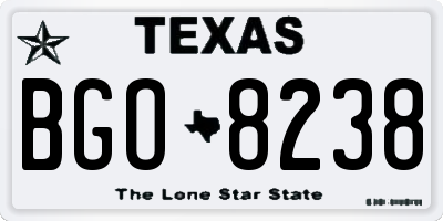TX license plate BGO8238