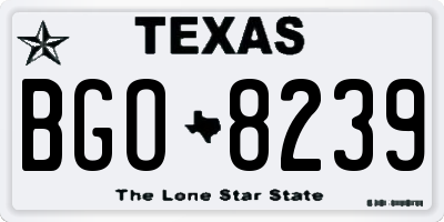 TX license plate BGO8239
