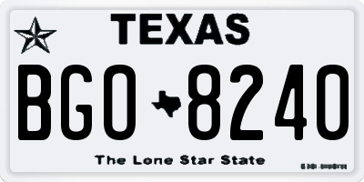 TX license plate BGO8240