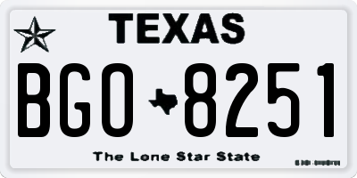 TX license plate BGO8251