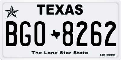 TX license plate BGO8262