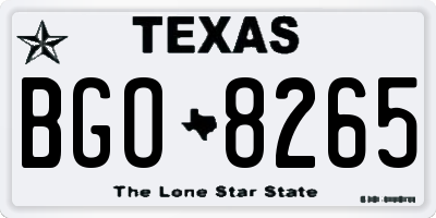 TX license plate BGO8265