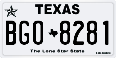 TX license plate BGO8281