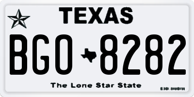 TX license plate BGO8282