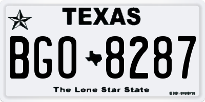 TX license plate BGO8287