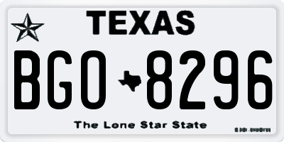 TX license plate BGO8296