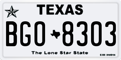 TX license plate BGO8303