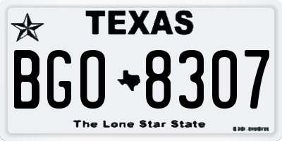 TX license plate BGO8307