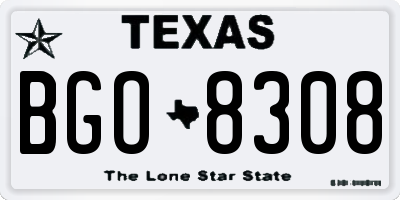 TX license plate BGO8308