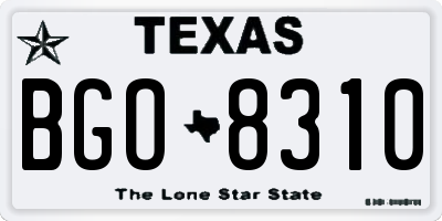 TX license plate BGO8310