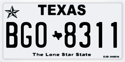 TX license plate BGO8311