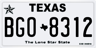 TX license plate BGO8312