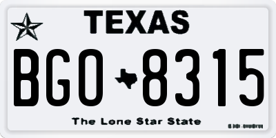 TX license plate BGO8315