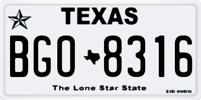 TX license plate BGO8316