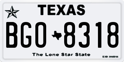 TX license plate BGO8318