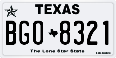TX license plate BGO8321