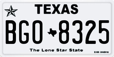 TX license plate BGO8325