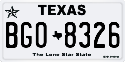 TX license plate BGO8326