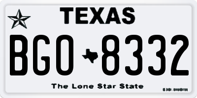 TX license plate BGO8332