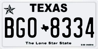 TX license plate BGO8334