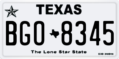 TX license plate BGO8345