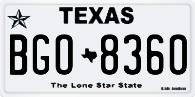 TX license plate BGO8360