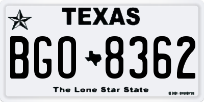 TX license plate BGO8362