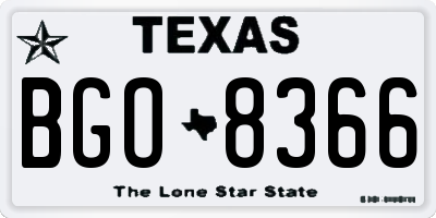 TX license plate BGO8366