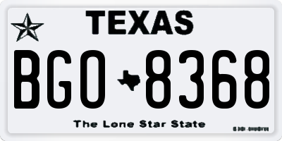 TX license plate BGO8368