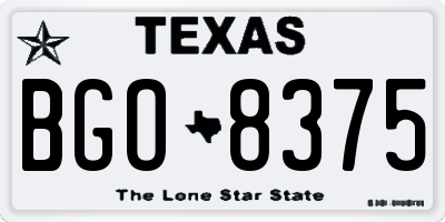 TX license plate BGO8375
