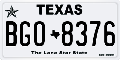 TX license plate BGO8376