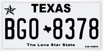 TX license plate BGO8378