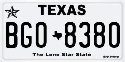 TX license plate BGO8380