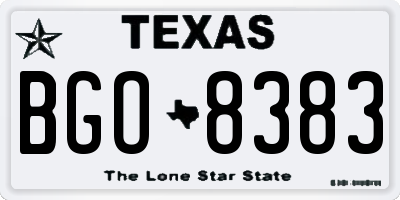 TX license plate BGO8383