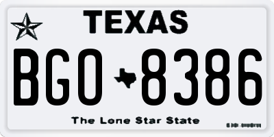 TX license plate BGO8386