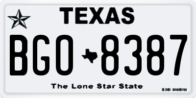 TX license plate BGO8387