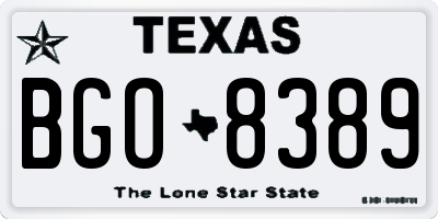 TX license plate BGO8389
