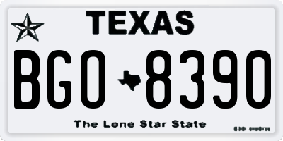 TX license plate BGO8390