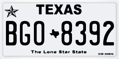 TX license plate BGO8392