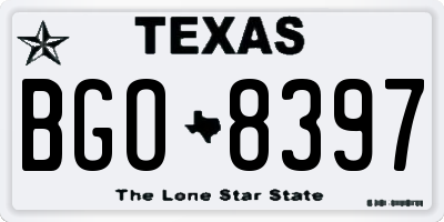 TX license plate BGO8397