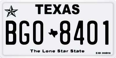 TX license plate BGO8401