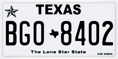 TX license plate BGO8402