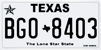 TX license plate BGO8403