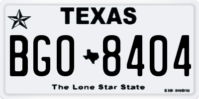 TX license plate BGO8404
