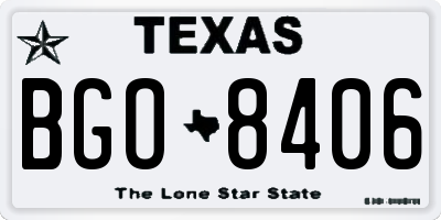 TX license plate BGO8406