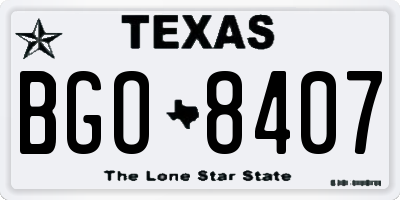 TX license plate BGO8407