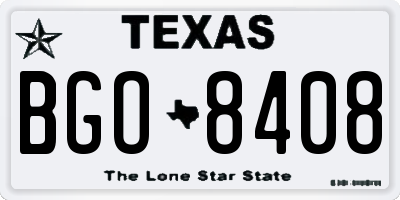 TX license plate BGO8408
